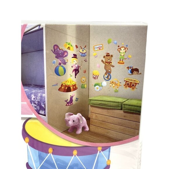 Circus Theme Bedroom Vinyl Decal Wall Decor Big Top Elephant Lion Ring Master - Picture 2 of 5